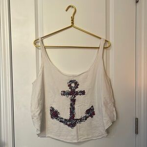 O'Neill Cream Black Sleeveless Crop Tank Top